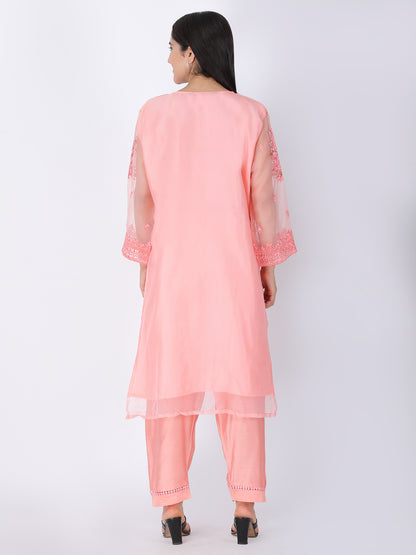 Pink Organza Silk Suit