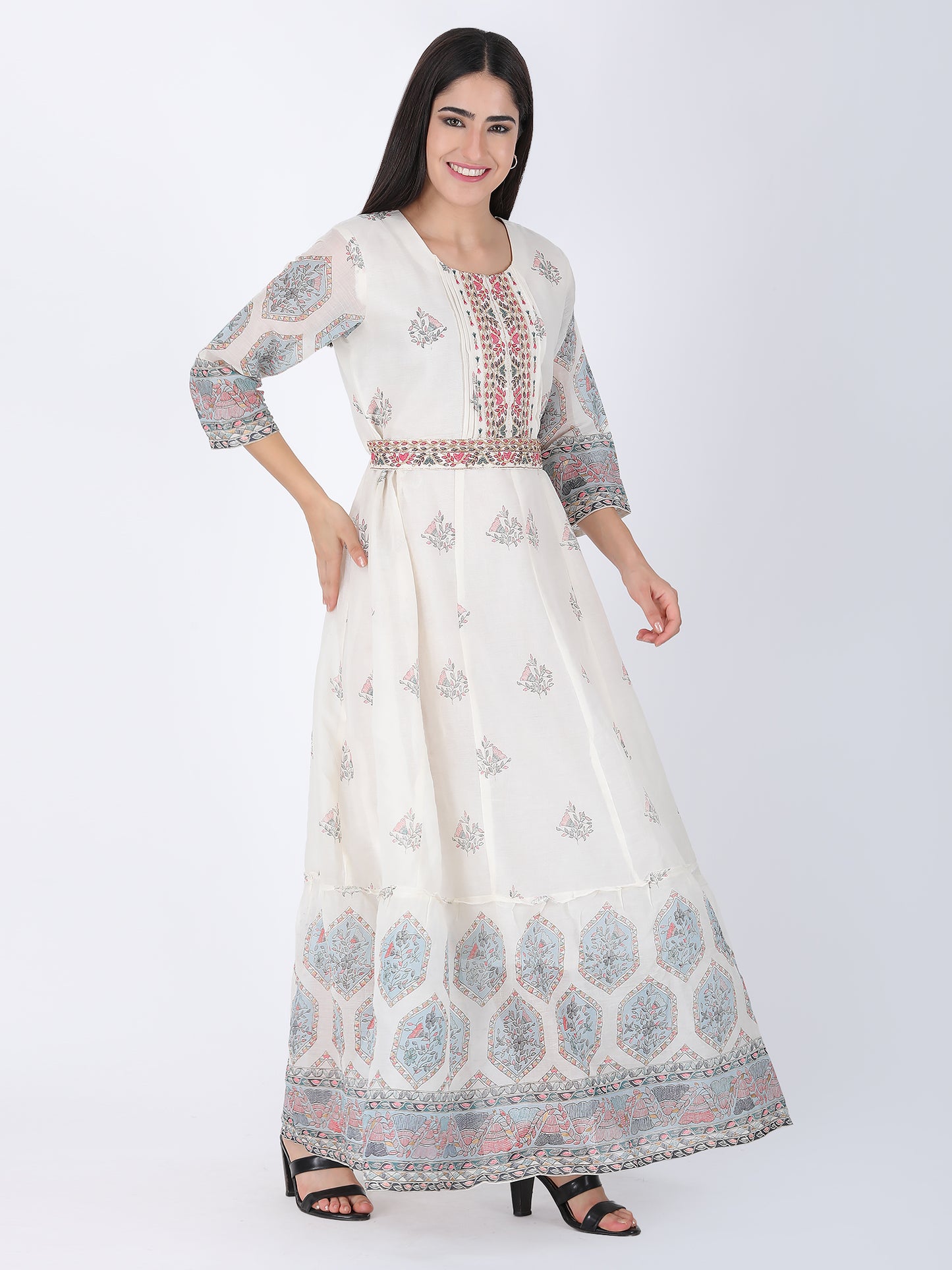 Anarkali With Embroidered Yolk and Belt