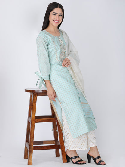 Embroidery Suit Set with Plazzo