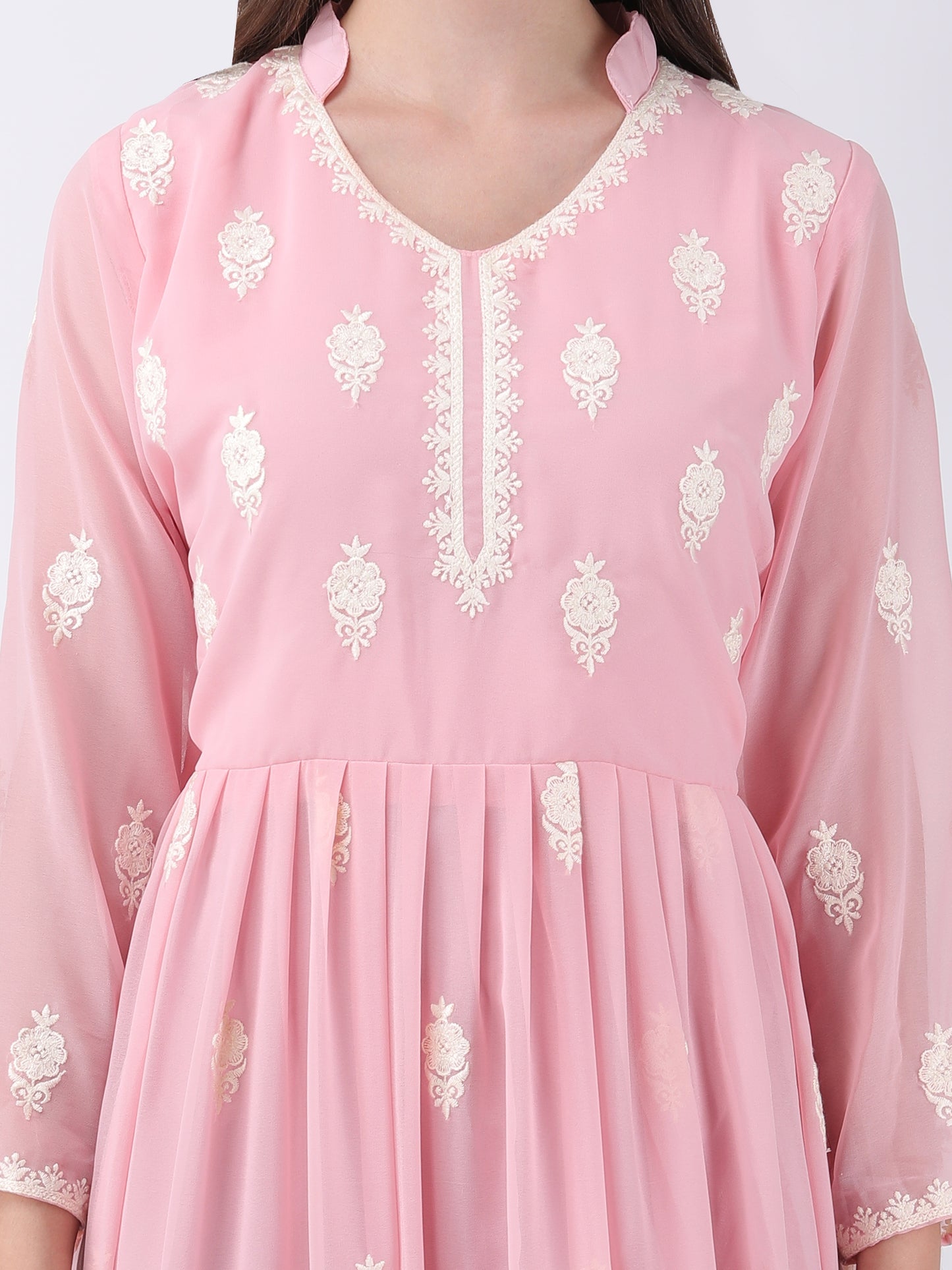 Baby Pink Anarkali With Thread Work